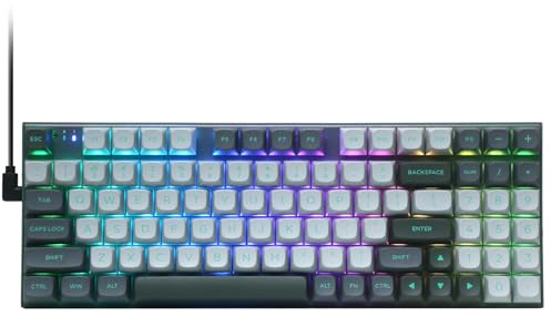 E-Yooso Clavier de Jeu magnétique Filaire USB Compact avec pavé numérique, rétroéclairage RVB, Interrupteur Bleu, câble de Type C Amovible, 94 Touches pour PC/Ordinateur/Ordinateur Portable, Gris