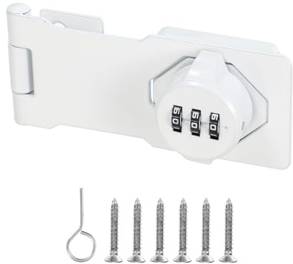 PATIKIL Candado de Cerrojo de Contraseña de 4.5 Pulgadas, Cerradura de Combinación de Seguridad de 3 Dígitos de 180 Grados para Cajones, Armarios y Puertas Pequeñas, Color Blanco