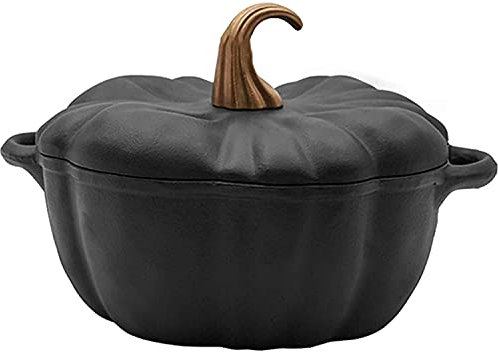 Cazuela de calabaza de hierro fundido esmaltado con tapa, sartén antiadherente para guisos, sopa, olla de caldo, horno holandés para platos de calabaza, entradas de Acción de Gracias