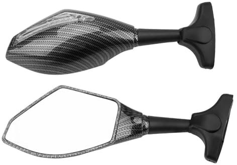 FERFXN Motorrad Rückspiegel Motorrad Blinker Spiegel EIN Paar Blinker Integrierte Seite Spiegel Rückspiegel Spiegel Set Links & RECHTS(Kohlefaser)