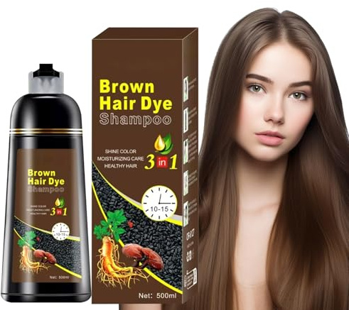 Dunkelbraun Haarfärbeshampoo für graues Haarfärbung in Minuten Hair Color Shampoo Natürliche und langanhaltende Farbe für Männer und Frauen 500ML