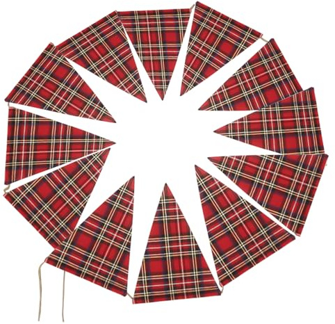 XNFUOE Festone di Natale Tartan Triangolo Bunting Banner Plaid Tessuto Bunting Banner per Natale Vacanze Decorazioni Forniture