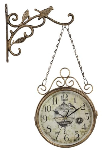 MAGICLULU Retro Vogelform Wanduhr Aus Zweiseitige Hängeuhr Mit Zwei Zifferblättern Digitale Kunstuhr Für Dekoration Hängeuhr Für Schlafzimmer Und Wohnzimmer Batterie Nicht Enthalten