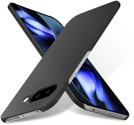 Bastmei för Google Pixel 9a-fodral, minimalistiska telefonfodral extremt lätt supertunt tunt kameraskydd hård PC-skydd för Google Pixel 9a matt fodral (grus svart)