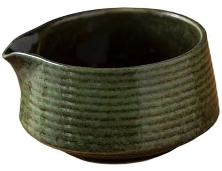 Folpus Keramik Matcha Set - Traditionelle Schale mit Ausgießer, 500 ML, Handmade für Tee, Kaffee, Latte - Geschenk für Liebhaber, Hellgrün