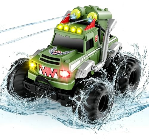 Dysaim Coche Teledirigido Anfibio, Monster Jam Cars Juguetes, 2.4 GHz RC Drift Car, Todoterreno Teledirigido 4x4, Drift RC Car Regalo Niños 6 Años, Coches Teledirigidos Niños 6 7 8 9 10 11 12 Años