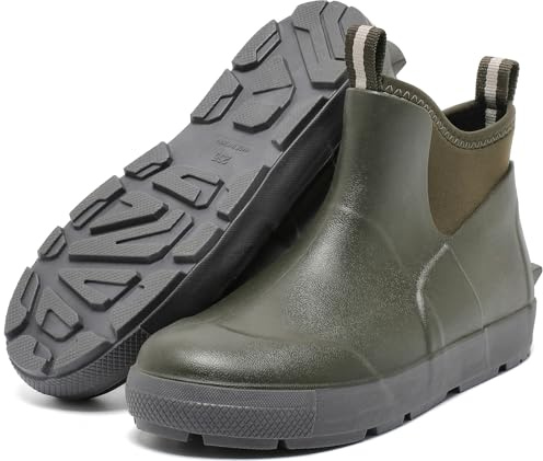 CKWLXQY Men's Deck Boots, Waterproof Ankle Rain Boots with Anti-Slip Traction, Rubber Garden & Fishing Boots for Boating, Camping, Farming & Outdoor Work