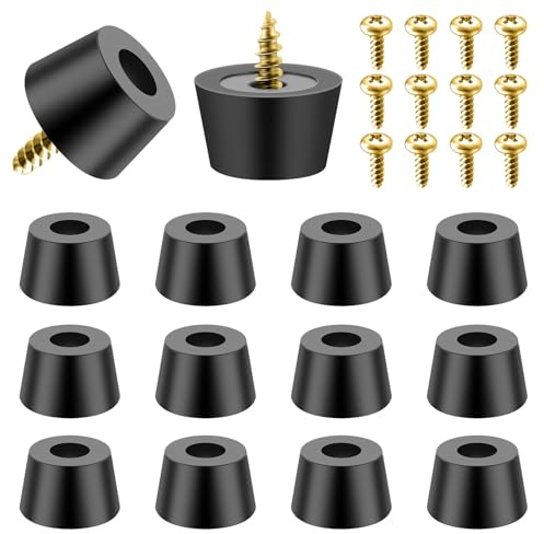 12 Pcs Rubber Feet For Chopping Board Rubber Feet for Furniture Cutting Board Feets Round Feets with Stainless Screws Non-Slip Soft Bumpers Kit Built-in Washers for Appliances 0.8 W x 0.5 H