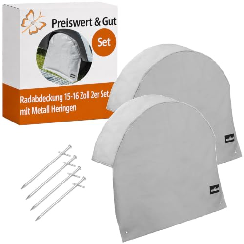 2 STK Radabdeckung Wohnwagen XL 15,16 Zoll Durchmesserr 78 cm mit Heringen