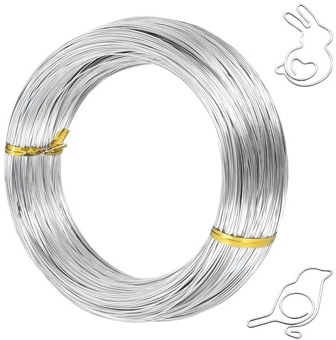 Wanheart 40m Aluminum Craft Wire,1mm Thick, Flexible Craft Wire for Bonsai,Jewellery Making,Crafts, DIY, and Artistic Projects, Rust-Free, Easy to Cut