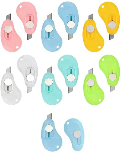 TMZELOA Set de 12 Mini Cutter Retráctil, Abre Paquetes y Abre Cartas, Cúter Pequeño Ligero para Papel y Pequeños Paquetes, Uso Diario para Casa y Oficina