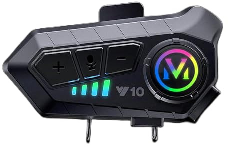 ACOGEDO Casque de Moto BT, sans Fil, étanche, Mains Libres, Suppression du Bruit, Interphone BT 5.3 avec Micro Souple, Prend en Charge l'assistant Vocal AI amélioré 5 3 A avec Distance (Micro Doux)
