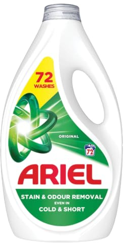 Ariel Washing Liquid Laundry Detergent, 72 Washes, Original, Stain & Odour Removal Even in Cold & Short
