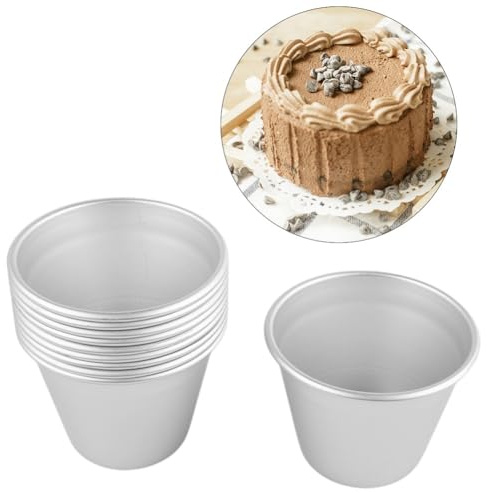 Set di 10 pirottini per budino in alluminio per dolci come crema, tortine, muffin, cupcake, brownies, cheesecake, gelatina e gelato, alluminio anodizzato, ad alta resistenza,