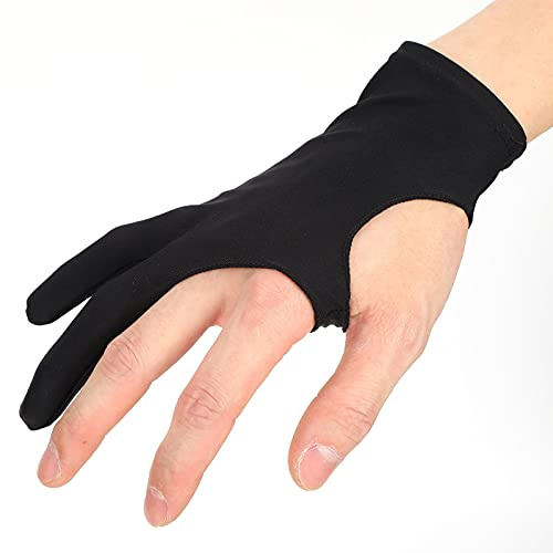 Duokon Konstnärsmålningshandske, Nylon 2 Finger Anti Mistouch Rithandske, Andningsbar, Svettabsorberande Halkfri Design, Fri Storlek för Höger Vänsterhand, Tablet Skisser Artists (M)