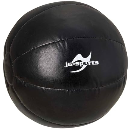 Ju-Sports Medizinball schwarz - Robuster Slam Ball aus griffigem Kunstleder mit stabilen Nähten, Gewichtsball für Krafttraining, Fitness und Sport
