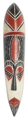 NOVICA Decorative Nigerian Large Wood Mask, Brown 'Raboo'