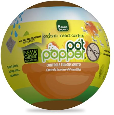 The Environmental Factor Nematodes Organic Insect Control Pot Popper, Controls Fungus Gnats, Root Aphids & Western Flower Thrips - 100% Pesticide free, 8 Infusion Bio-Pouches Per Popper