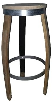 Elymostore Sgabello legno doghe botte in rovere alto 71 cm con cerchio in ferro da 4 mm mod 7