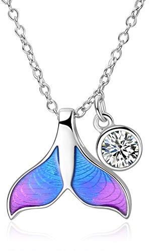 WINNICACA Damen Halskette 925 Sterling Silber Meerjungfrau Kette Ozean-Thema Schmuck Weihnachten Geburtstag Geschenk für Frauen