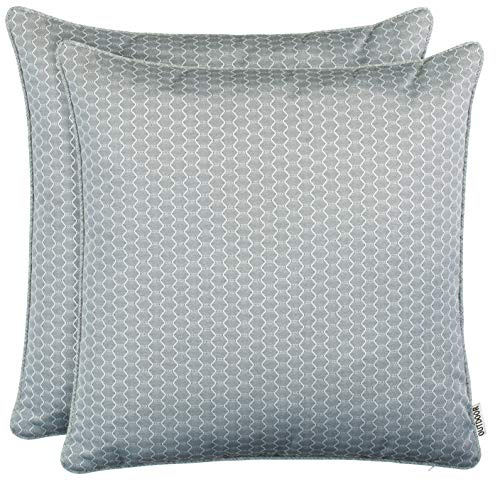 Brandsseller Outdoor Garten Kissen Dekokissen Wabenoptik Schmutz- und Wasserabweisend mit Reißverschluss ca. 45x45cm 2er Set Hellgrau