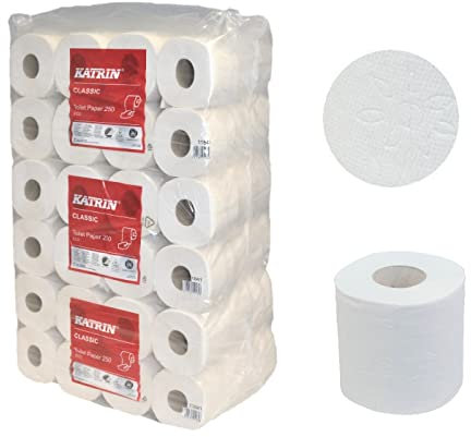 72 Rollen Toilettenpapier Katrin Toilet | 3-lagig | je 250 Blatt | perforiert | besonders weich und angenehm | Verpackungseinheit: 9x8=72 Rollen im Folienbeutel #11841-Katrin Versandgewicht: 9,7 kg
