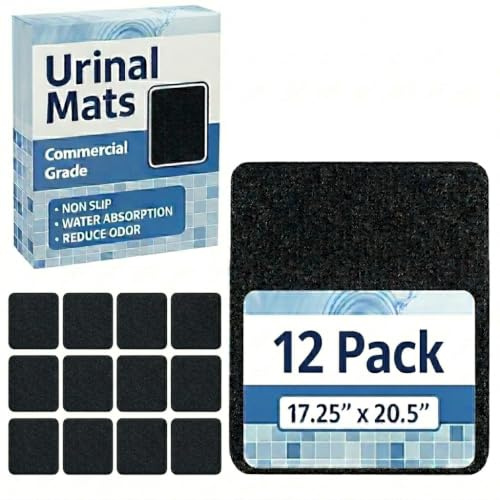 Houseables Urinal Mats, Urinal Pads, Urinal Floor Mats, 12 Pack, Urinal Mats for Men Bathroom, Urinal Pads for Mens Room, Urine Mat, Pee Mats, Urinal Floor Mats for Men Bathroom, Black, Disposable