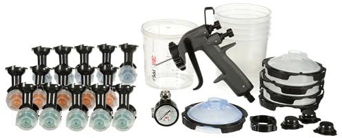 3M Performance Spray Gun Starter Kit, 26778, Includes PPS 2.0 Paint Spray Cup System, 15 Replaceable Gravity HVLP Atomizing Heads, Air Control Valve, Paint-Gun System for Car-Painting, Orange
