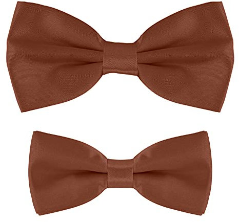 MASADA Vater-Sohn Fliegen Set im Partnerlook, bereits gebunden und verstellbar - Nussbraun