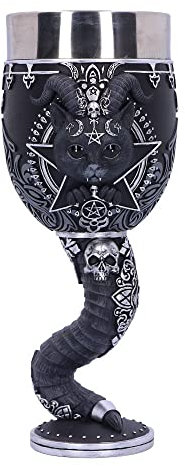 Nemesis Now Cult Cuties Pawzuph Goblet 19.5cm, Resin/Stainless Steel, Black, Cute Scarily Adorable Horned Cat Goblet, Removable Stainless Steel Insert, Cast in The Finest Resin, Expertly Hand-Painted