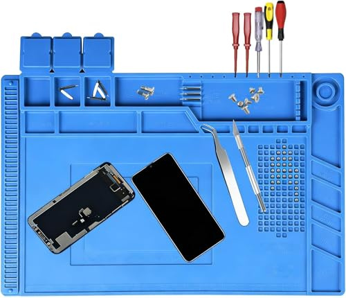 Estera Magnetica de Soldadura, 500 ℃ Resistente al Calor Estera de Plataforma de Reparación, con Escala, 45×30cm, para Soldar, Reparar Componentes Electrónicos, Placas de Circuitos