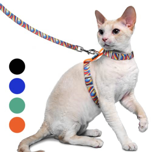 Supet Katzengeschirr und Leine, ausbruchsicher Katzenweste für kleine große Katzen, verstellbare Katzenhalsbänder, Geschirre und Leinen zum Gehen, leichtes Kätzchengeschirr