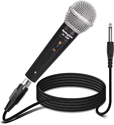Berlingtone BR-100M Classic Style Metal Casing Cardioid Dynamic Vocal Microphone with 25' XLR Cable, Spherical Mesh Grille with Built-in Pop Filter Professional Microphone for Singing, Recording