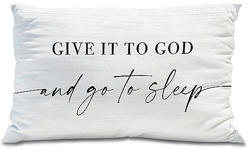 Knibeo Give It to God and Go to Sleep, Decorative Pillows Covers for Bed, Throw Pillows Cover for Bed,12x20 Pillow Cover,Decorative Bed Pillows for Bedroom Room(12x20, White)