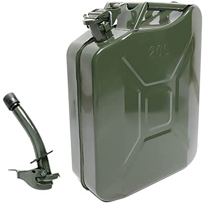 Benzinkanister aus Metall | 20 Liter Rostfreier Stahl Kraftstoff-Kanister mit Ausgießer Fuel Can, Benzinkanister Für Benzin, Diesel, Motoröl Usw, Reservekanister Container-Backup Edelstahl-Gasdosen