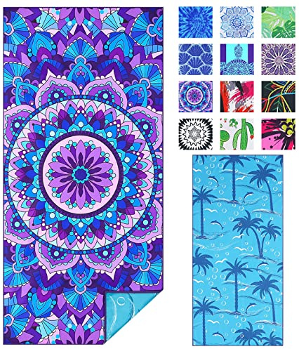 TwoYek Microfiber Beach Towel Extra Large 71x32 inches Boho Mandala Print