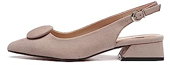 Rio Fiore Pumps, damslingpumps, 4 cm blockklack, mjuk mockaimitation/konstläder, bekväma pumps med klack, vit/svart/vinröd/beige/blå/gul/taupe, Slingbacks, ryggrem, ML682-0716, toupe, 36 EU smal