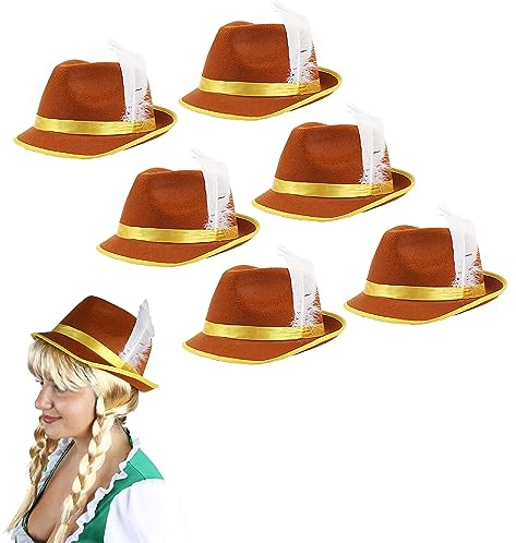 I LOVE FANCY DRESS Pack of 6 Oktoberfest Bavarian Hats - Adults German Oktoberfest Tyrolean Hat - Pefect for Octoberfest
