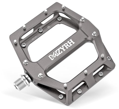 MZYRH cykelpedaler 9/16 tum CNC aluminium MTB-pedaler lättvikt, halkfria cykelpedaler för mountainbike, stadscykel, racercykel (silver)