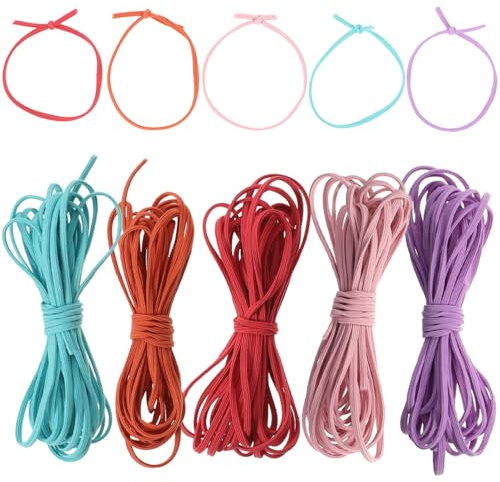 5 Pièces De Ficelle Élastique en Fil De Caoutchouc Corde De Bricolage Bracelets Ficelle Extensible Cordons Élastiques en Ruban Cordons De Collier Bricolage Corde à Cadeau Artisanat