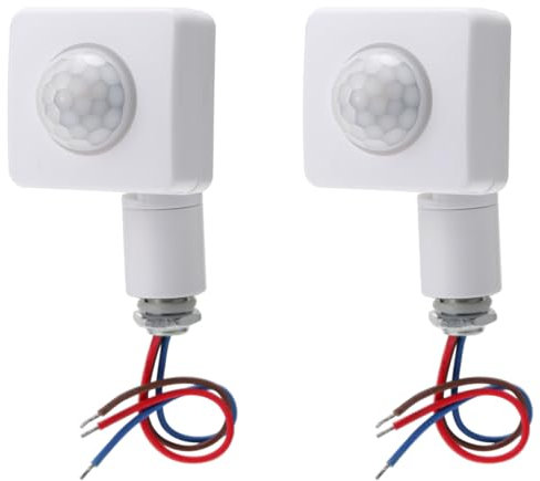 Greluma 2 Pz Sensore di movimento a infrarossi corpo PIR AC 85-265 V (220 V), portata di rilevamento 12 m a 160 °, foro di montaggio da 10 mm