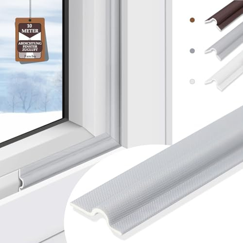 Fanchu 10M Zugluftstopper & Türdichtungen, Dichtungsband für Türen Fenster, Fensterabdichtung Abdichtung zugluft, Fensterdichtung Selbstklebend, Kälte Fenster Zugluftstopper für Winter