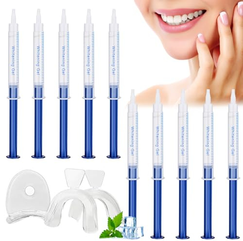 LINXINS Teeth Whitening Kit,Teeth Whitening Kit with LED Light 10pcs 3ml 44% Whitening Gels with LED Light 2PCS Mouth Trays Remove Stains Quickly - Safe & Effective