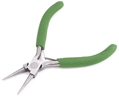Pinze for tenere gioielli Pinze for lucidatura a punta tonda da 4,5 pollici Pinze a punta tonda senza denti Pinze a punta tonda con codolo piegato verde Strumento for la creazione di gioielli in accia