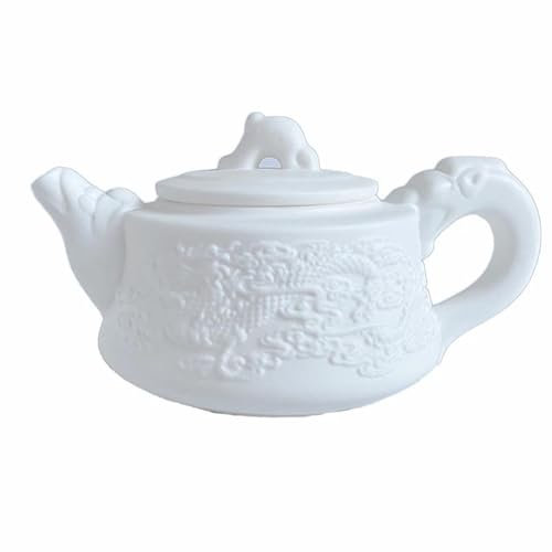 Set Teiera E Tazza Di Natale Teiera Drago Fenice Porcellana Bianca Rilievo Fatta Mano 235Ml Teiera Zen Tradizionale Kung Set Da Tè