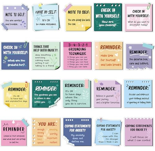 Copkim 20 Pcs Mental Health Magnets Motivational Daily Reminders Magnets with Positive Affirmations Mental Health Awareness Items for Lockers, Fridges, Home, Office, and Classroom Use(Macaron)