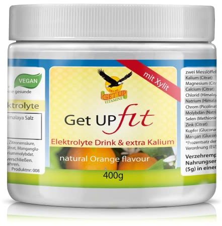 Get UP® Elektrolyte Trinkpulver ORANGE | Lösliches Trinkpulver mit 7 Mineralien & Spurenelementen | zuckerfrei durch Xylit & mit natürlichem Orangenaroma | 400 g