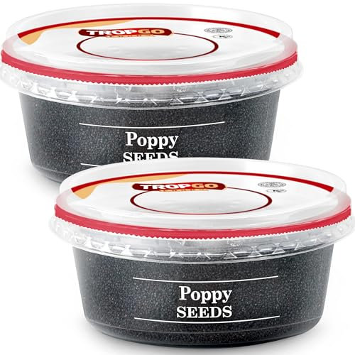 Tropgo Poppy Seeds 200g - Pack of 2 - Non-GMO, in Resealable and Recyclable Tub - Poppy Seeds for Eating - Enhance Baking and Cooking