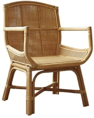 WHITEUQ Mid Century Modern Rattanstuhl, Armlehnenstühle mit Rattanrücken, Retro-Rattanstuhl für Wohnzimmer, Schlafzimmer, Lesen, Balkon