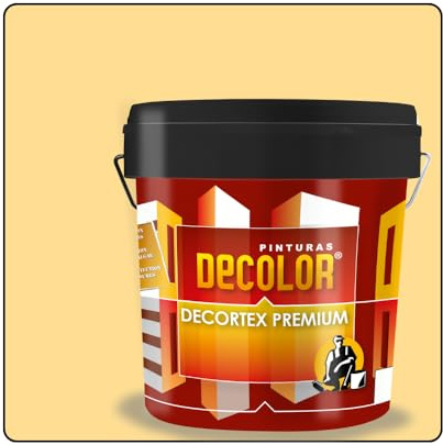 PINTURAS DECOLOR DECORTEX LISO PREMIUM - Pintura revestimiento impermeabilizante para fachadas. (14 litros). AMARILLO TRIGO.